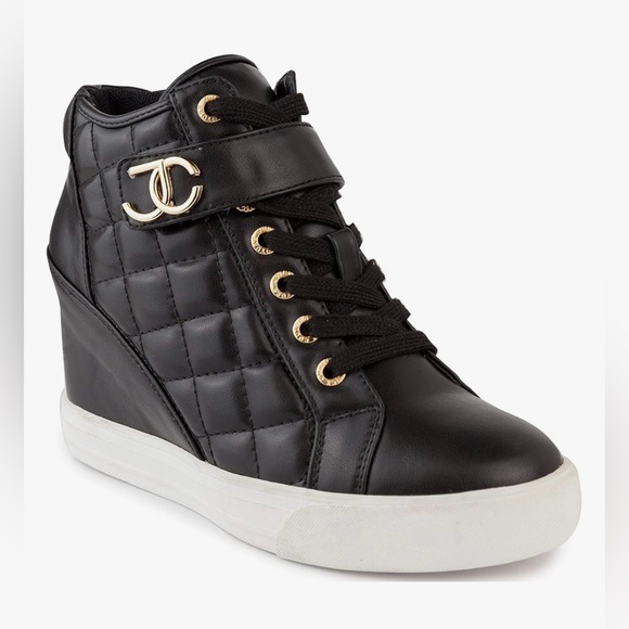 Juicy Couture Black Platform Wedge High-Top Sneakers Size 9.5 - Picture 7 of 14